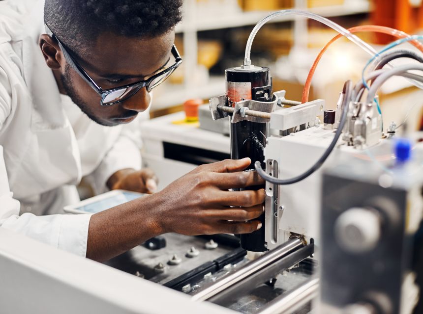 engineer working on a machine